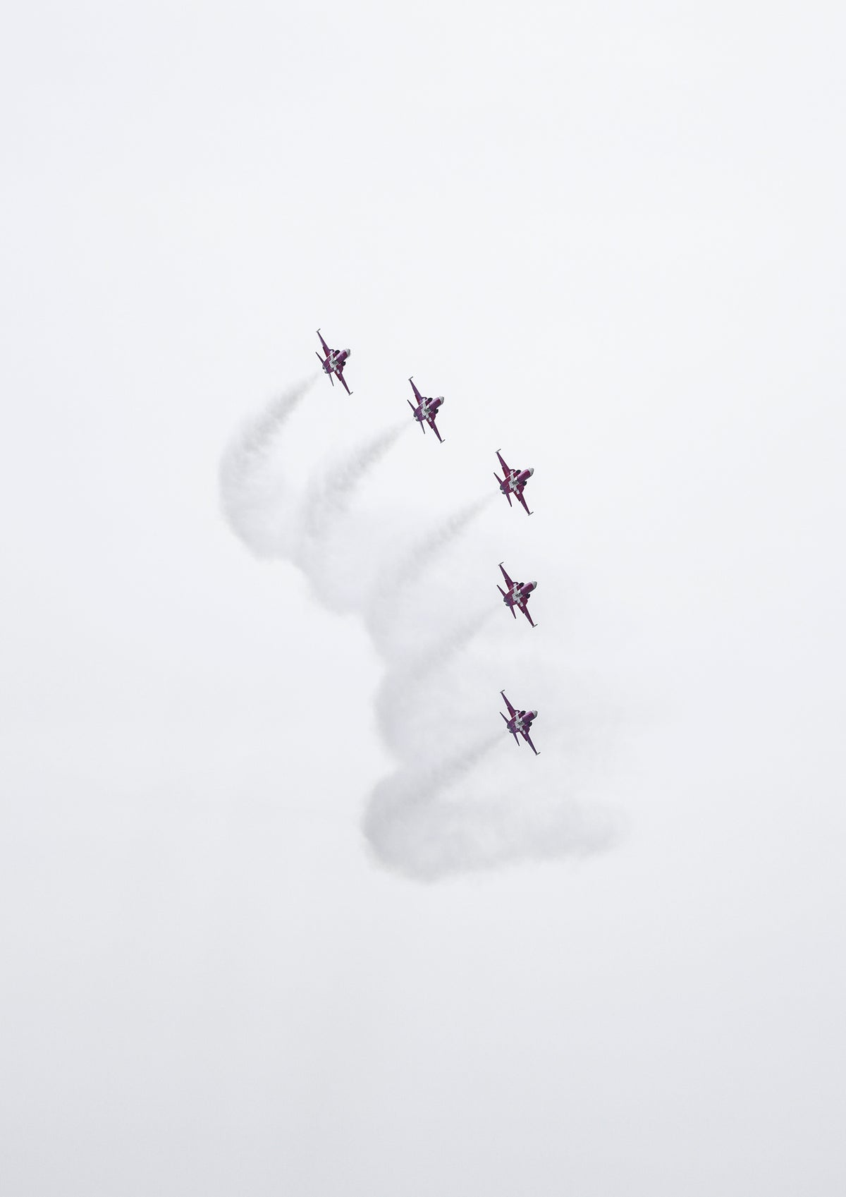 The Swiss Air Force (Patrouille Suisse) in a formation during a flyover