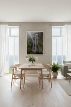 Winding road on a foggy mountain landscape