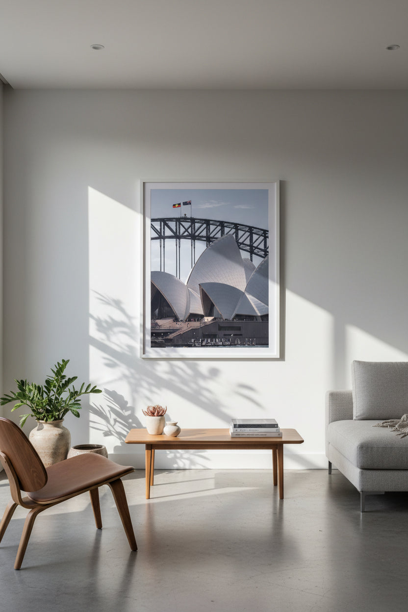 Sydney Opera House with the Sydney Harbour Bridge in the background